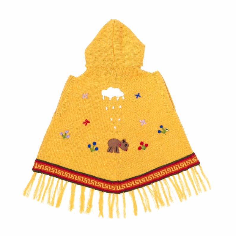 Yellow Children's Ponchos With Hood