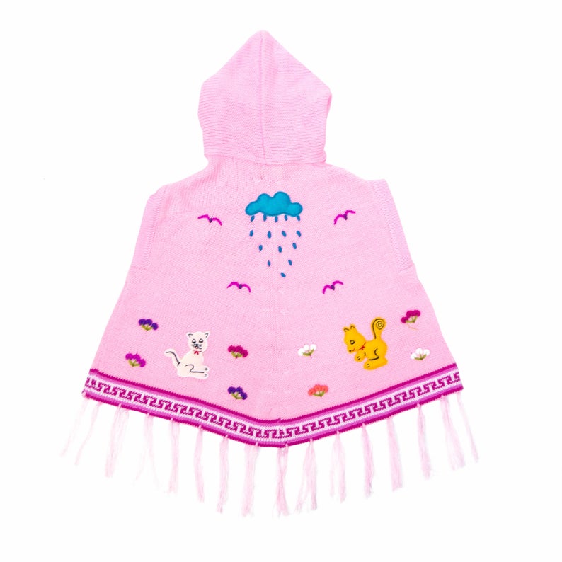 Light Pink Children's Ponchos With Hood