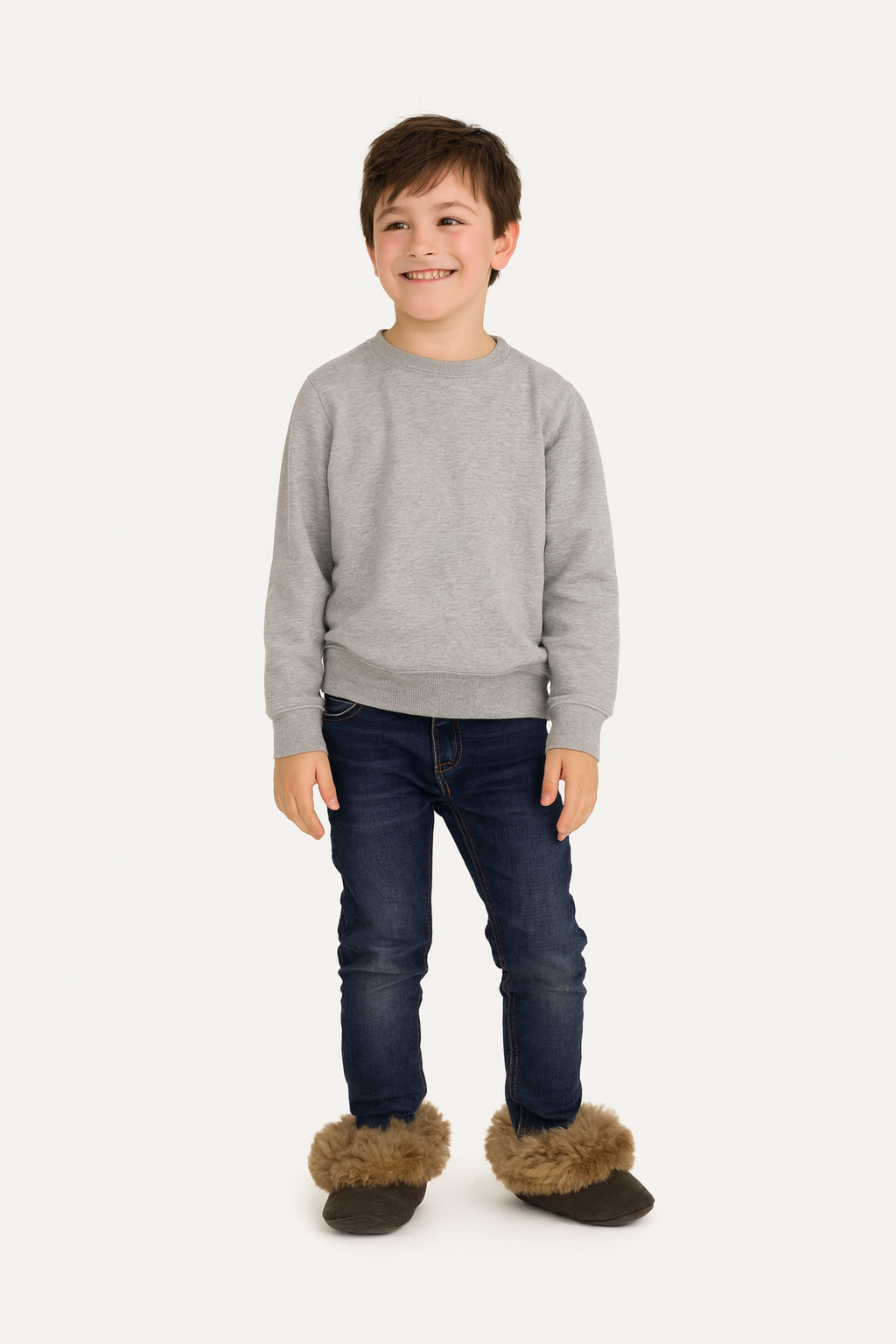 Brown Children's Alpaca Slippers 'Warm Way'