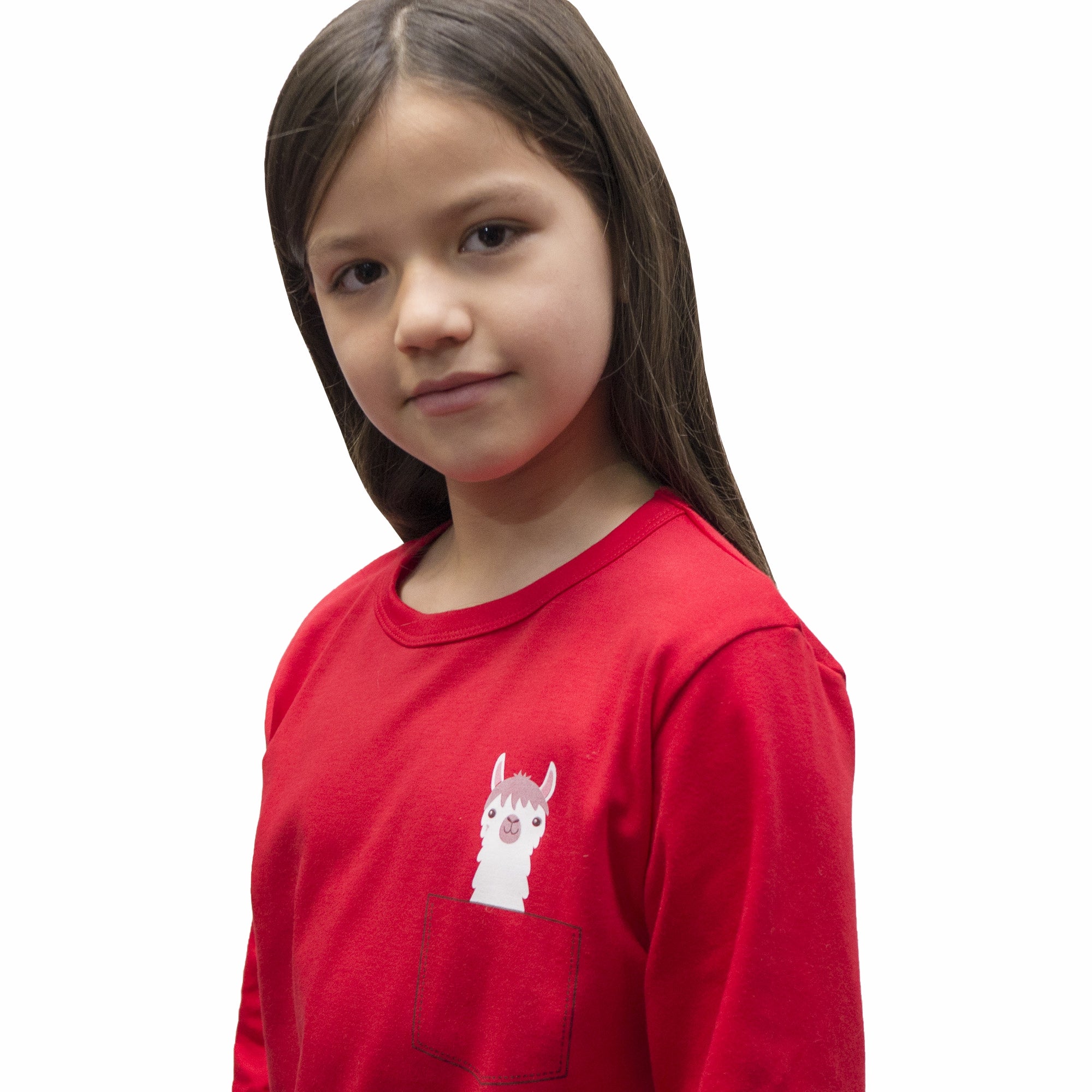 100 % Cotton Children long sleeve shirts, large Alpaca logo, by INKITA