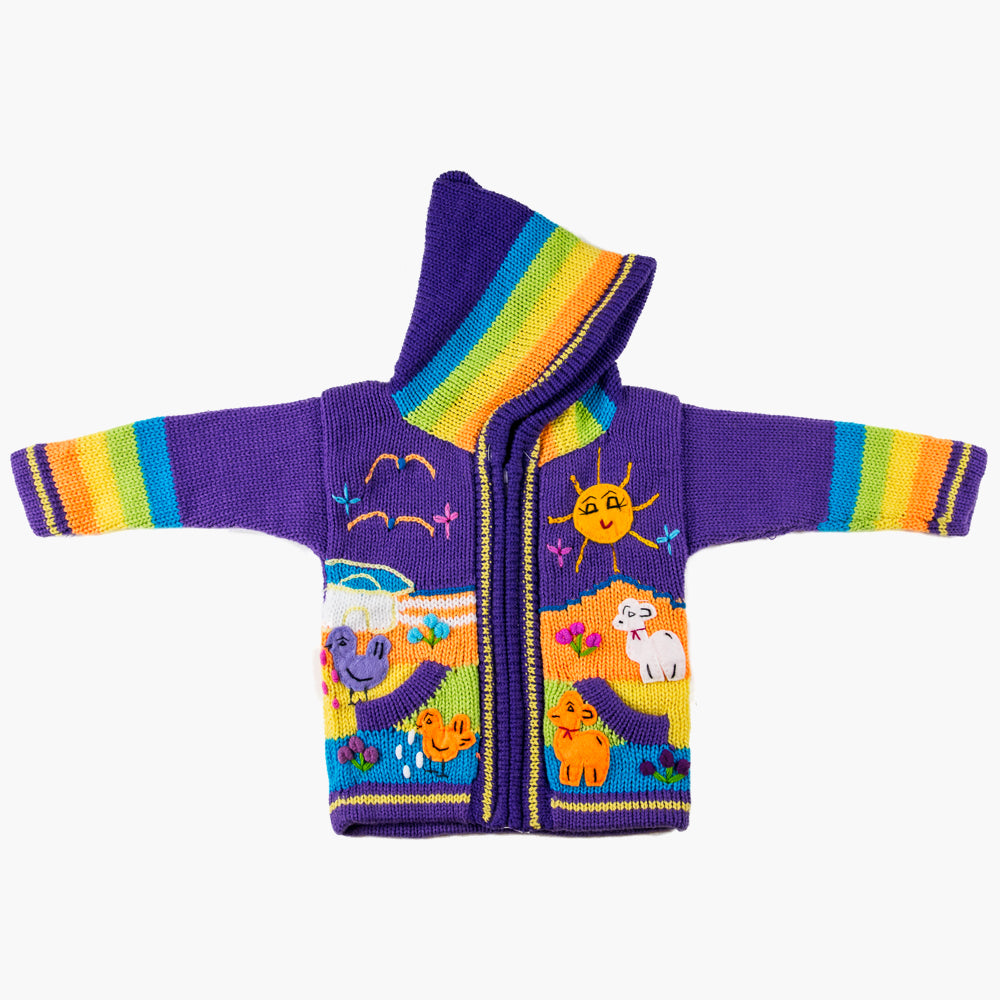 Purple Children's Cardigan, 'Peruvian Fairy Tales'