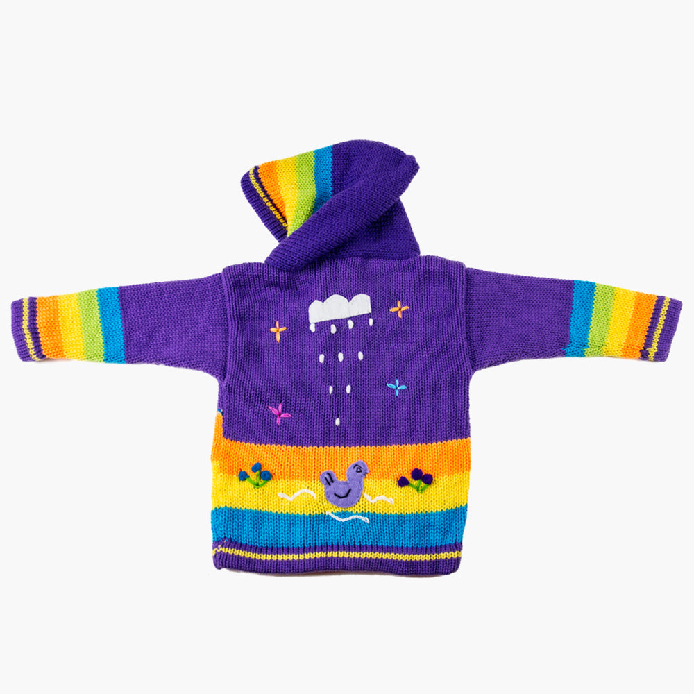 Purple Children's Cardigan, 'Peruvian Fairy Tales'