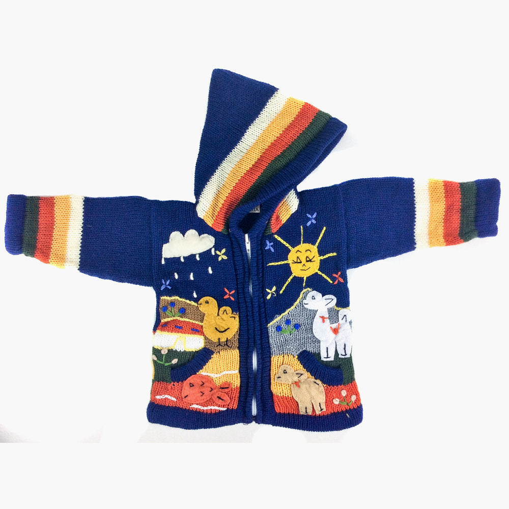 Blue and Colours Children's Cardigan, 'Peruvian Fairy Tales'