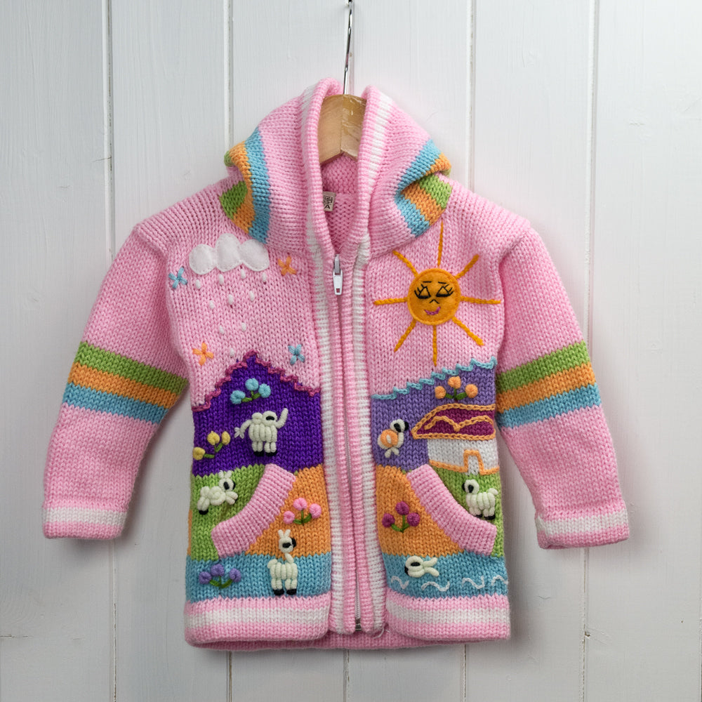 Light Pink Children's Cardigan, 'Peruvian Fairy Tales'