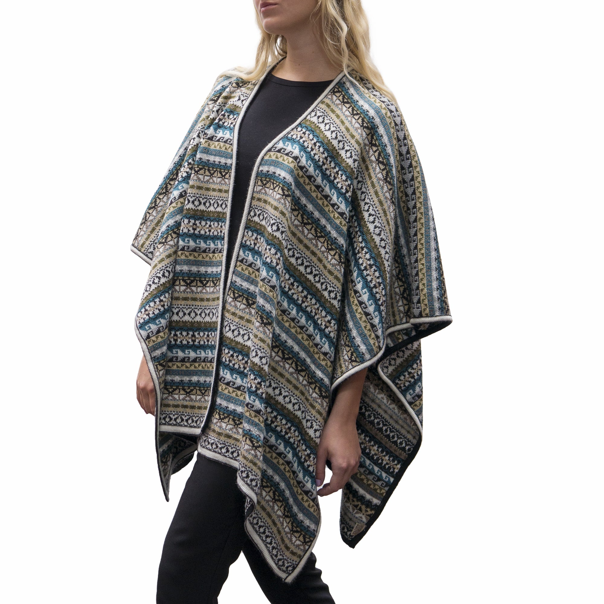 Unisex Reversible Handmade Alpaca Wool Pattern Shawl