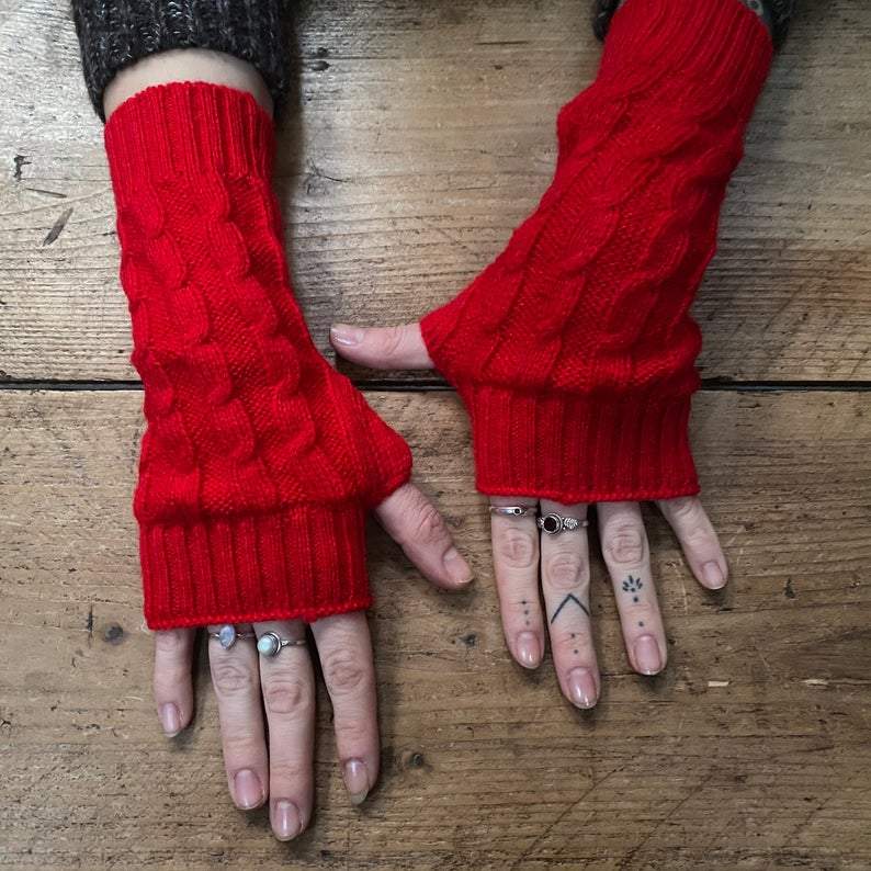 Alpaca Fingerless Gloves, 'Fresh Winter'