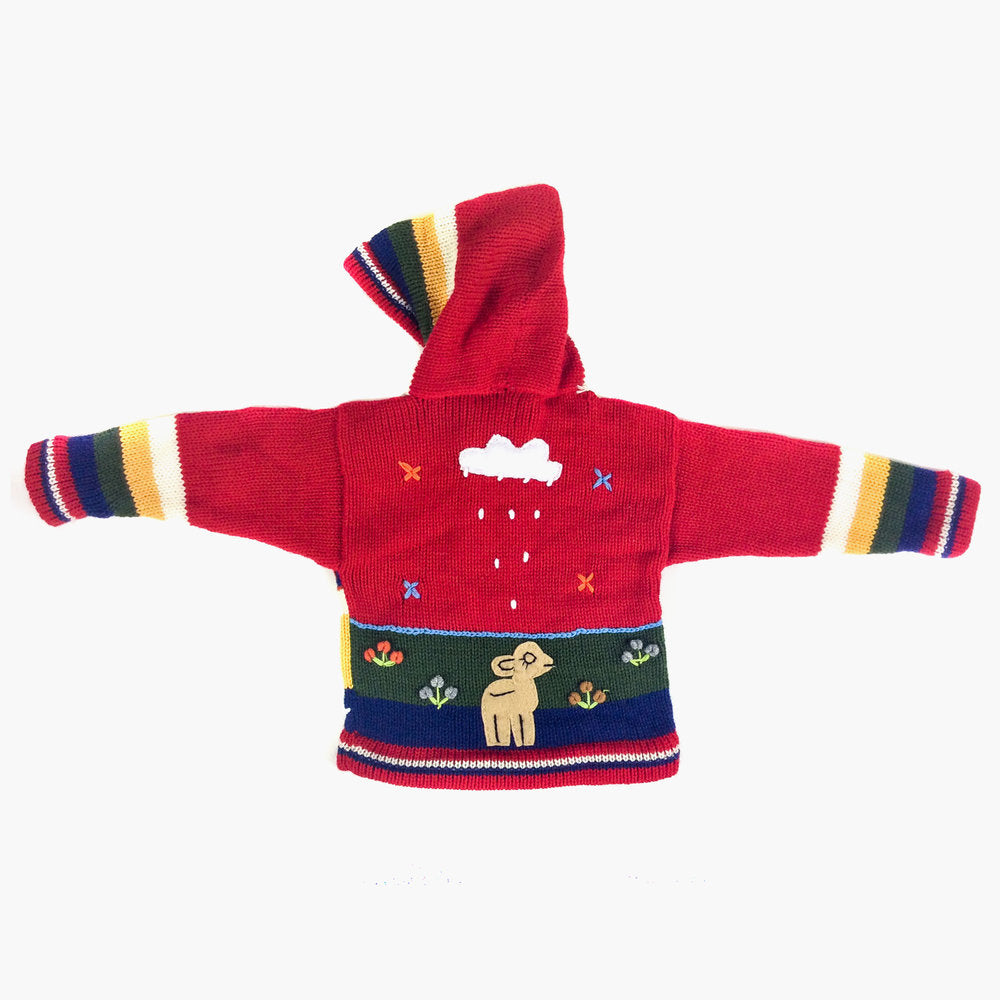 Red Children’s Cardigan 'Peruvian Fun'