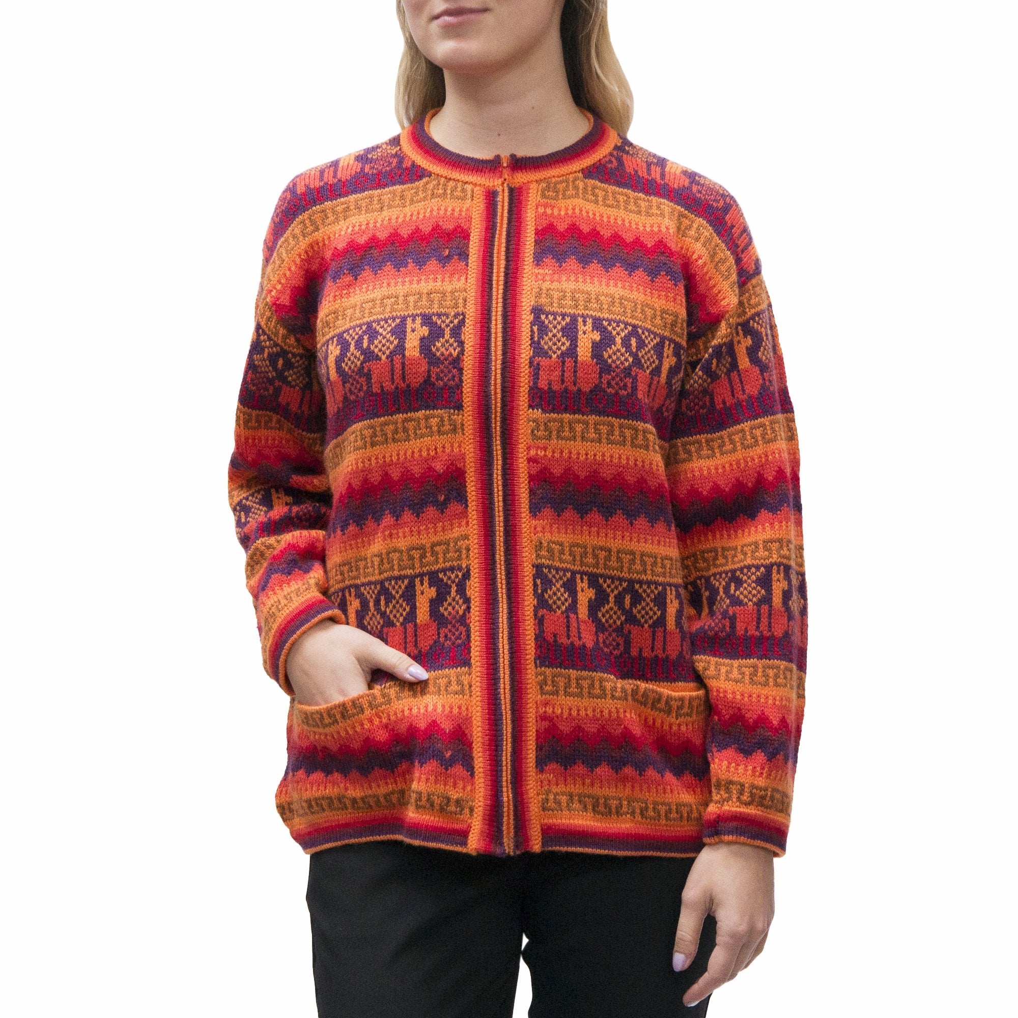 Alpaca Wool Cardigan - 'Inca Warm festive'