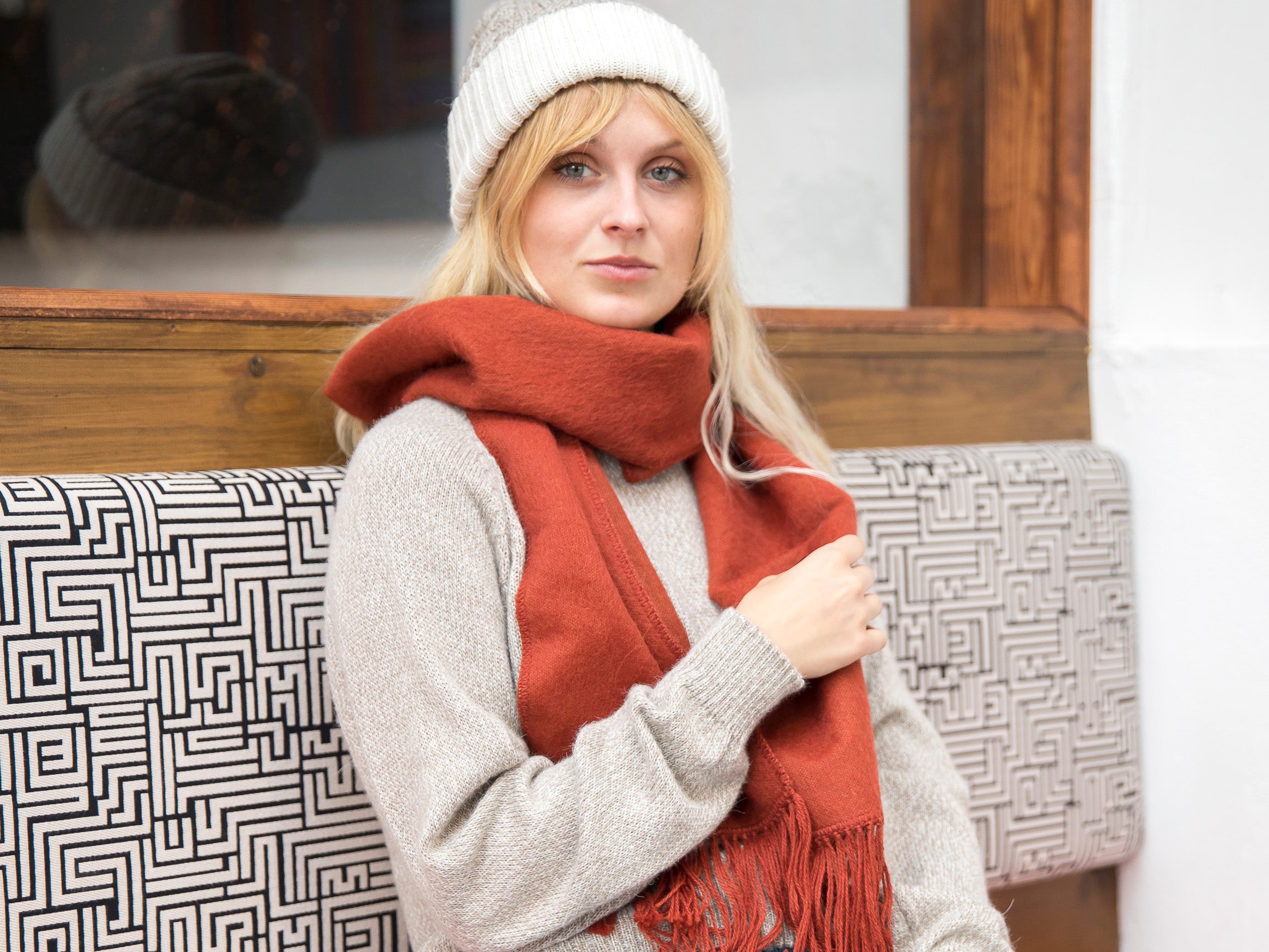 Unisex Alpaca Reversible Hat, 'Inca Winter'