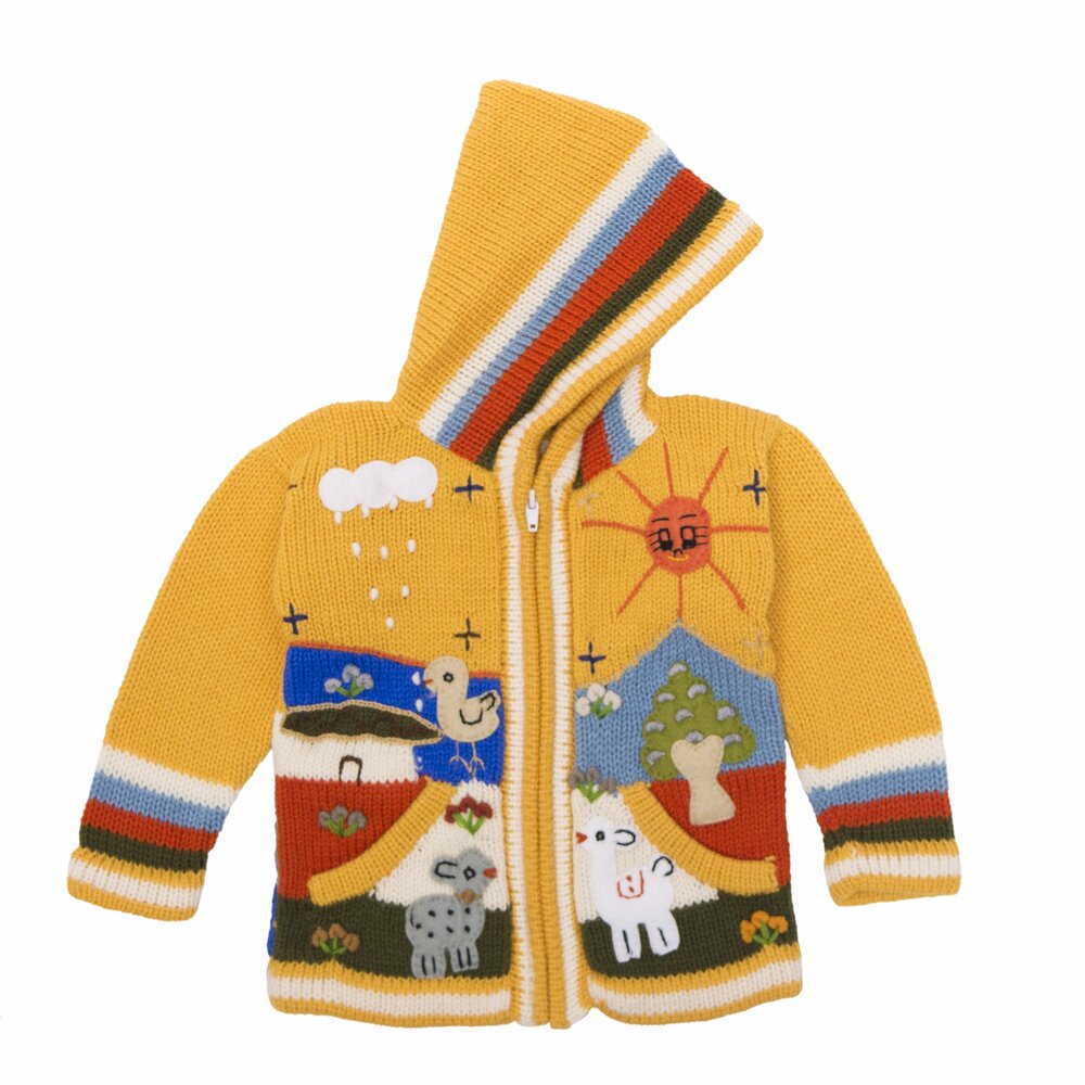 Yellow Children's Cardigan, 'Peruvian Fairy Tales'