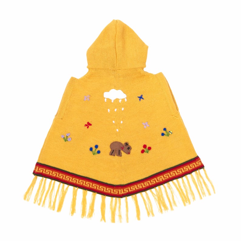 Yellow Children's Ponchos With Hood