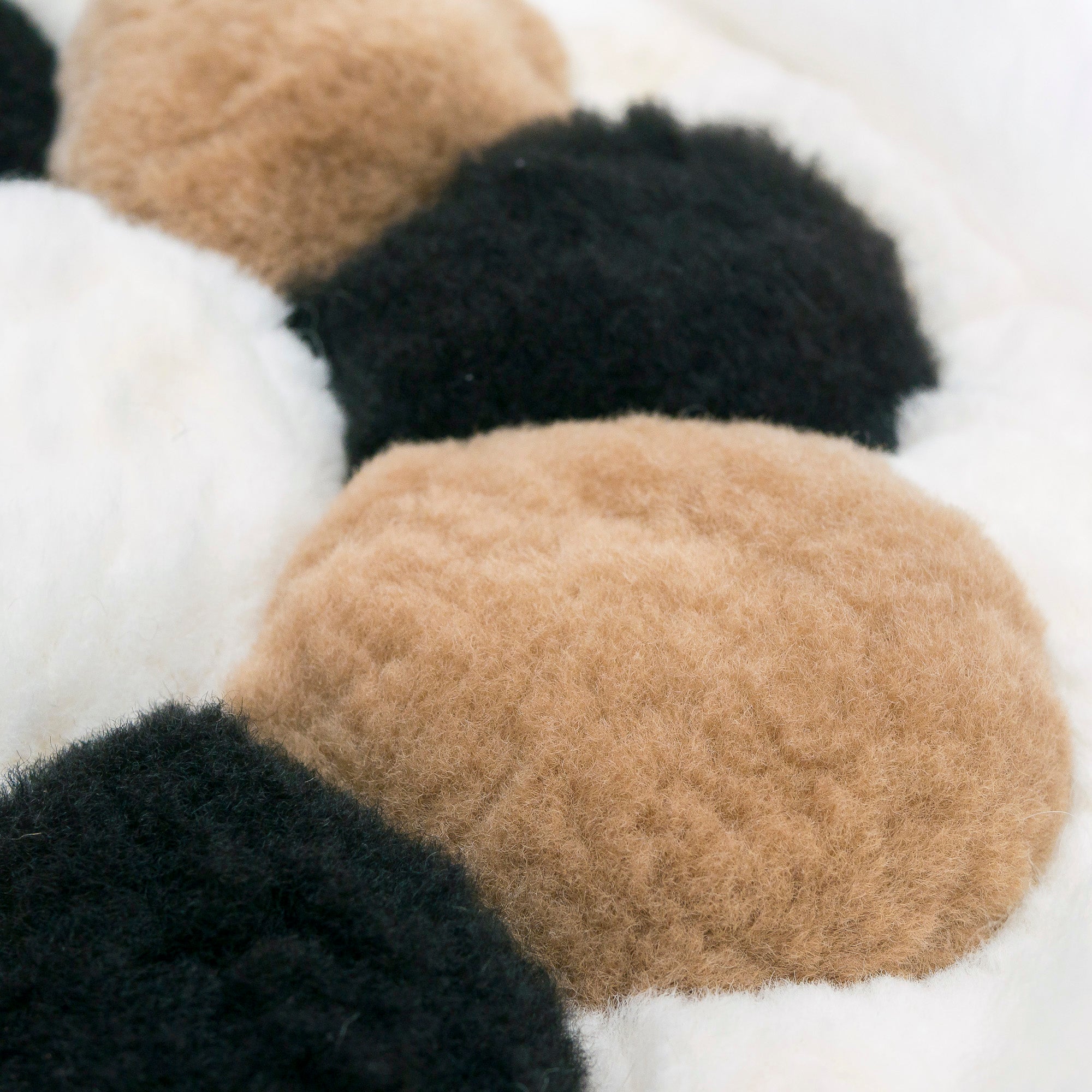 40cm Light Brown, Black & White Alpaca Fur Rug 'Flower'