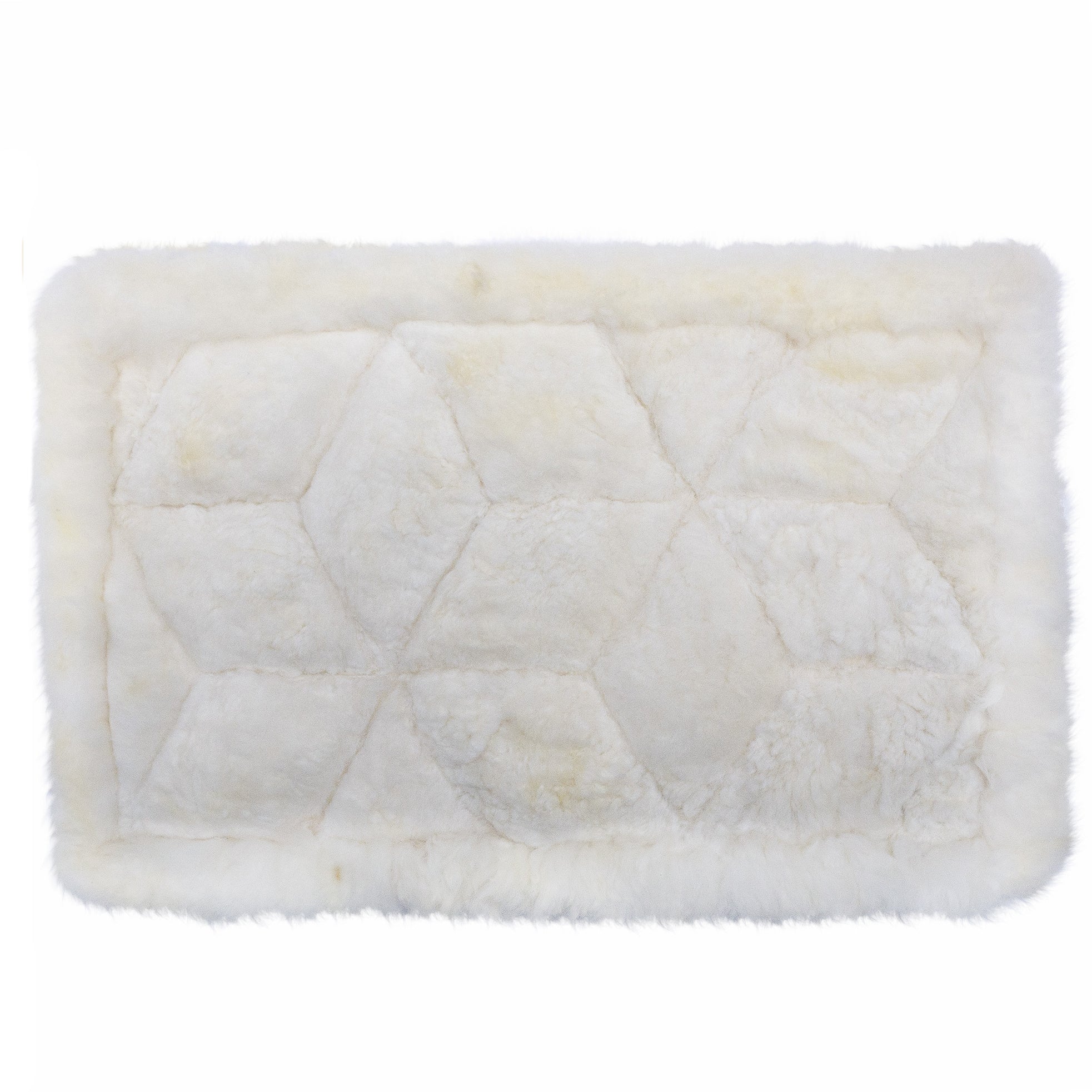 70cm x 45cm Medium Alpaca Fur Diamond Patterned Rug, 'White Cube'