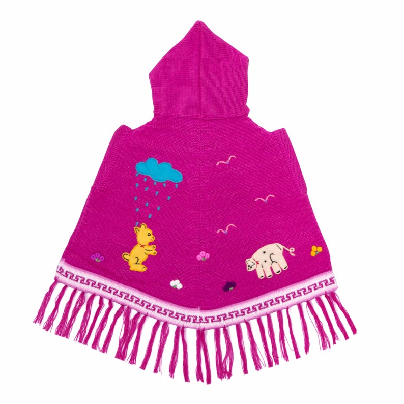 Pink Children's Ponchos With Hood