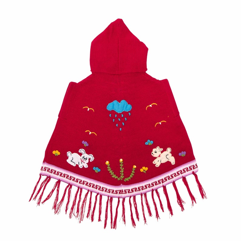 Red Children's Ponchos With Hood