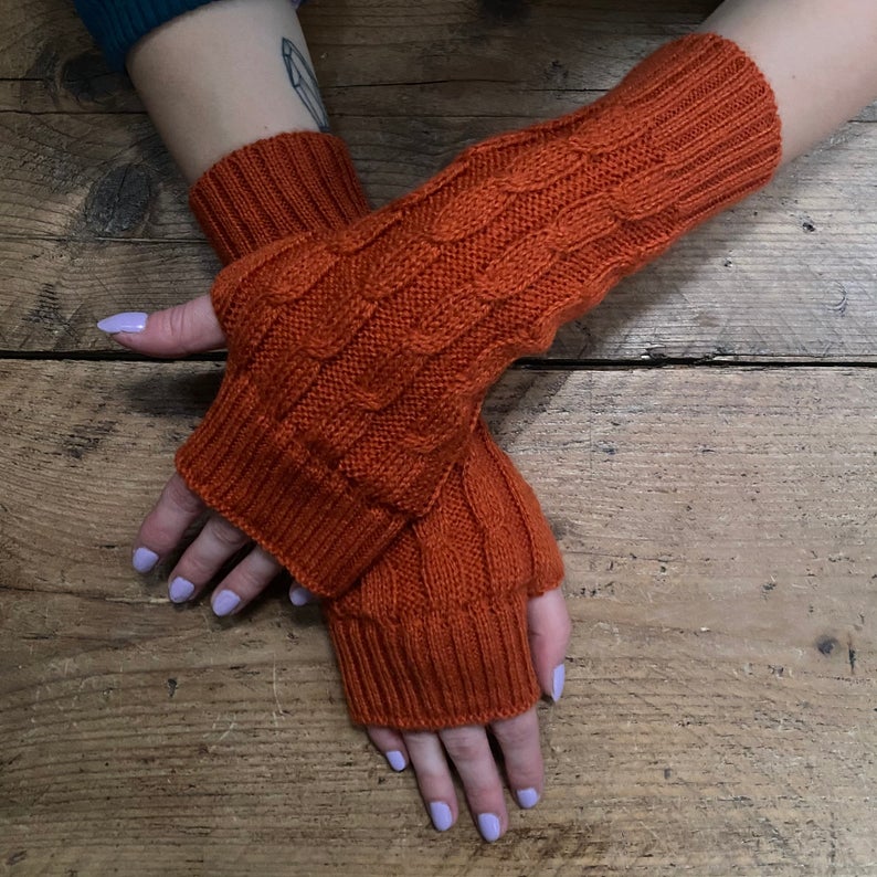 Alpaca Fingerless Gloves, 'Fresh Winter'