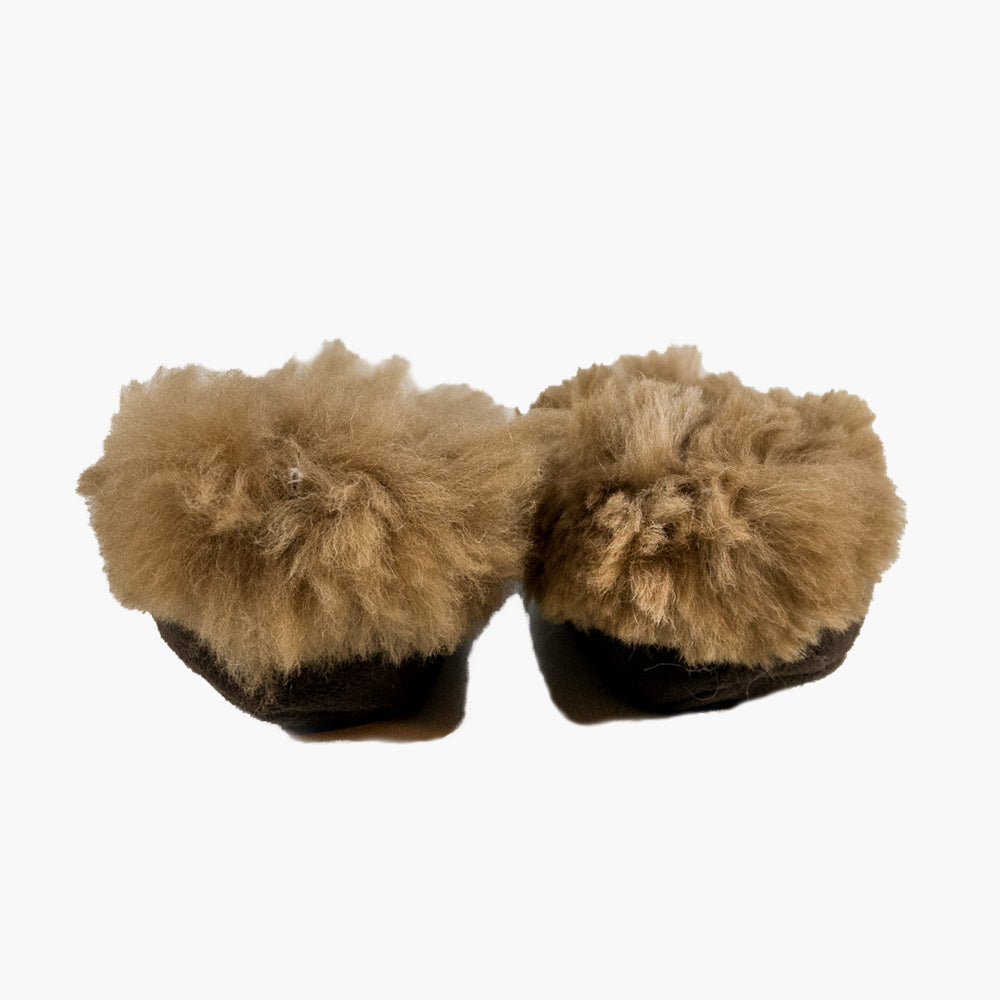Brown Children's Alpaca Slippers, 'Warm Way'